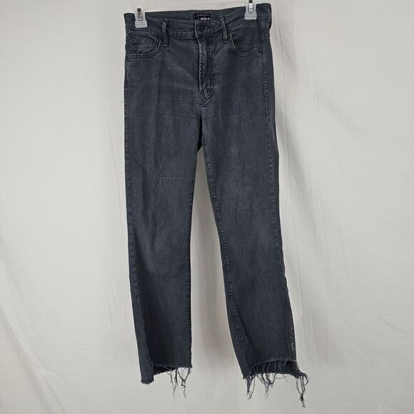 MOTHER The Insider Crop Step Fray Cropped Bootcut Jeans Train Stops Size 26 - Picture 4 of 14